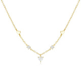 925 Silver Heart CZ Pendant Necklace High 18k Chain Jewelry
