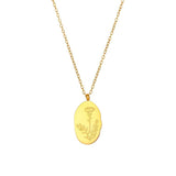 Oval Flower Pendant Necklace for Women