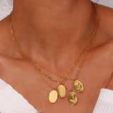 Oval Flower Pendant Necklace for Women