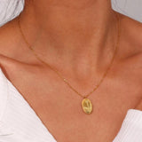 Oval Flower Pendant Necklace for Women