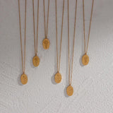 Oval Flower Pendant Necklace for Women