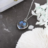 Labradorite Heart Pendant Necklace Natural Stone Jewelry