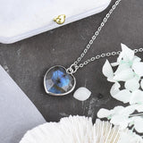 Labradorite Heart Pendant Necklace Natural Stone Jewelry