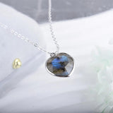 Labradorite Heart Pendant Necklace Natural Stone Jewelry