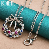 925 Sterling Silver Zircon Pendant Necklace Full Colour Chain 16-30 Inch