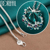 925 Sterling Silver Zircon Pendant Necklace Full Colour Chain 16-30 Inch