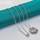 925 Sterling Silver Zircon Pendant Necklace Full Colour Chain 16-30 Inch