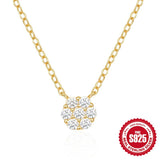 Sterling Silver S925 Seven Zircon Flower Necklace Plated Wedding