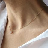 Sterling Silver S925 Seven Zircon Flower Necklace Plated Wedding