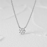 Sterling Silver S925 Seven Zircon Flower Necklace Plated Wedding