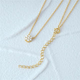 Sterling Silver S925 Seven Zircon Flower Necklace Plated Wedding