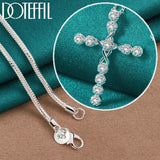 Sterling Silver Zircon Cross Necklace with 18-30 Inch Chain