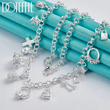 925 Silver Key Lock Stars Necklace For Woman Wedding Engagement