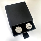 Personalised Engraved Name Letter Cufflinks - Stainless Steel Round Square