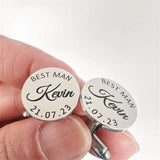 Personalised Engraved Name Letter Cufflinks - Stainless Steel Round Square
