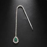 Retro Green Water Drip Pendant Hair Clips Wedding Jewelry for Women