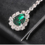 Retro Green Water Drip Pendant Hair Clips Wedding Jewelry for Women