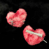 Red Blood Plush Heart Cross Hair Clip