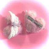 Red Blood Plush Heart Cross Hair Clip