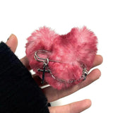 Red Blood Plush Heart Cross Hair Clip