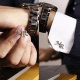 Custom Two Letters Cufflinks Stainless Steel Men Wedding Jewelry
