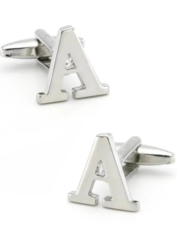 iGame Letter Cuff Links Brass Silver A-Z Alphabet Cufflinks For Men