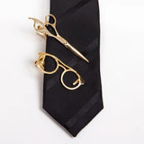Men's Metal Tie Clip Glasses Scissors Tone Bar Jewelry