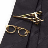 Men's Metal Tie Clip Glasses Scissors Tone Bar Jewelry