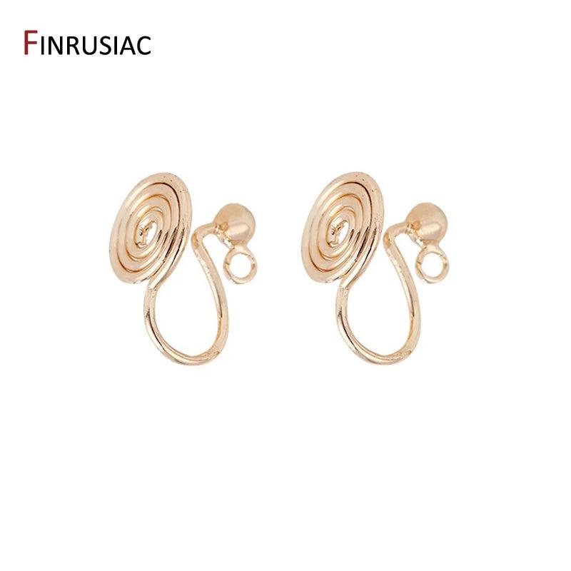 14K Plated Round Ear Clip Earring Hooks for DIY Making