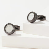 Personalized Round Grey Tuxedo Formal Shirt Cufflinks XK22S013