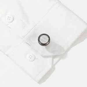 Personalized Round Grey Tuxedo Formal Shirt Cufflinks XK22S013
