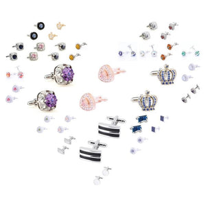 Stone Cufflinks 27 Design Men Cuff Links Crown Shell Globe Opal Red Pink Purple