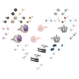 Stone Cufflinks 27 Design Men Cuff Links Crown Shell Globe Opal Red Pink Purple