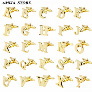 English Letters A-Z Cufflinks Men's Jewelry Business Accessories