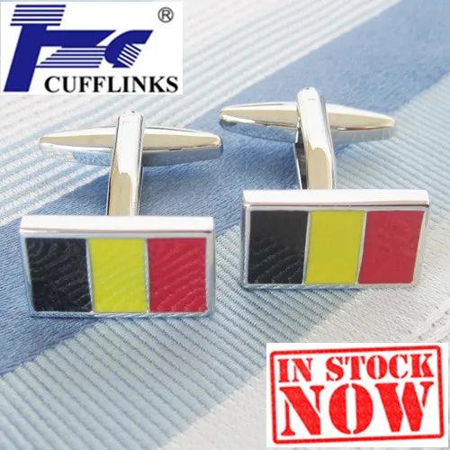 Belgium Flag Cufflink Cuff Link 2 Pairs