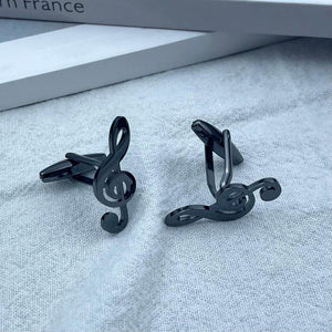Music Note Cufflinks Stainless Steel Musical Symbol Button Charm Cuff Links