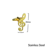Music Note Cufflinks Stainless Steel Musical Symbol Button Charm Cuff Links