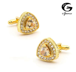 iGame Crystal Cufflinks Gold-color Stone Wedding Gift