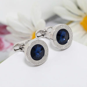 Navy Green Brown Crystal Cufflinks Circular Nail Button