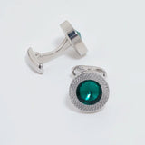 Navy Green Brown Crystal Cufflinks Circular Nail Button