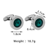 Navy Green Brown Crystal Cufflinks Circular Nail Button