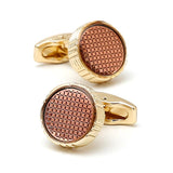 Pink Lattice Round Golden Tuxedo Cufflinks