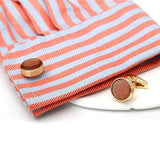Pink Lattice Round Golden Tuxedo Cufflinks
