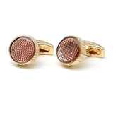 Pink Lattice Round Golden Tuxedo Cufflinks