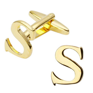 S Cufflinks Brass Plated Men's Shirt Cuff Jewelry Twins Letters