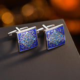 Vintage Inlaid Crystal Square Cufflinks Men's Jewelry