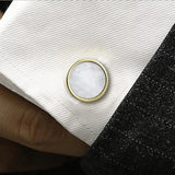 French Shirts Cufflinks Men's Formal Suit Accessories Round Seashell Cuff Links