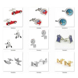 Cufflinks 18 Designs Car Globe Snake Boat Bow Flag Music Guitar