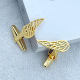 Angel's Wing Cufflinks Stainless Steel Feather Cuffs Button