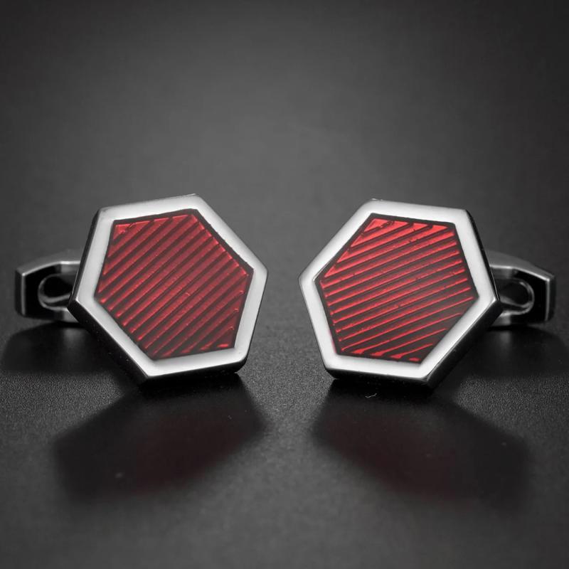Men's Red Crystal Cufflinks Wedding Party French Cuff Buttons